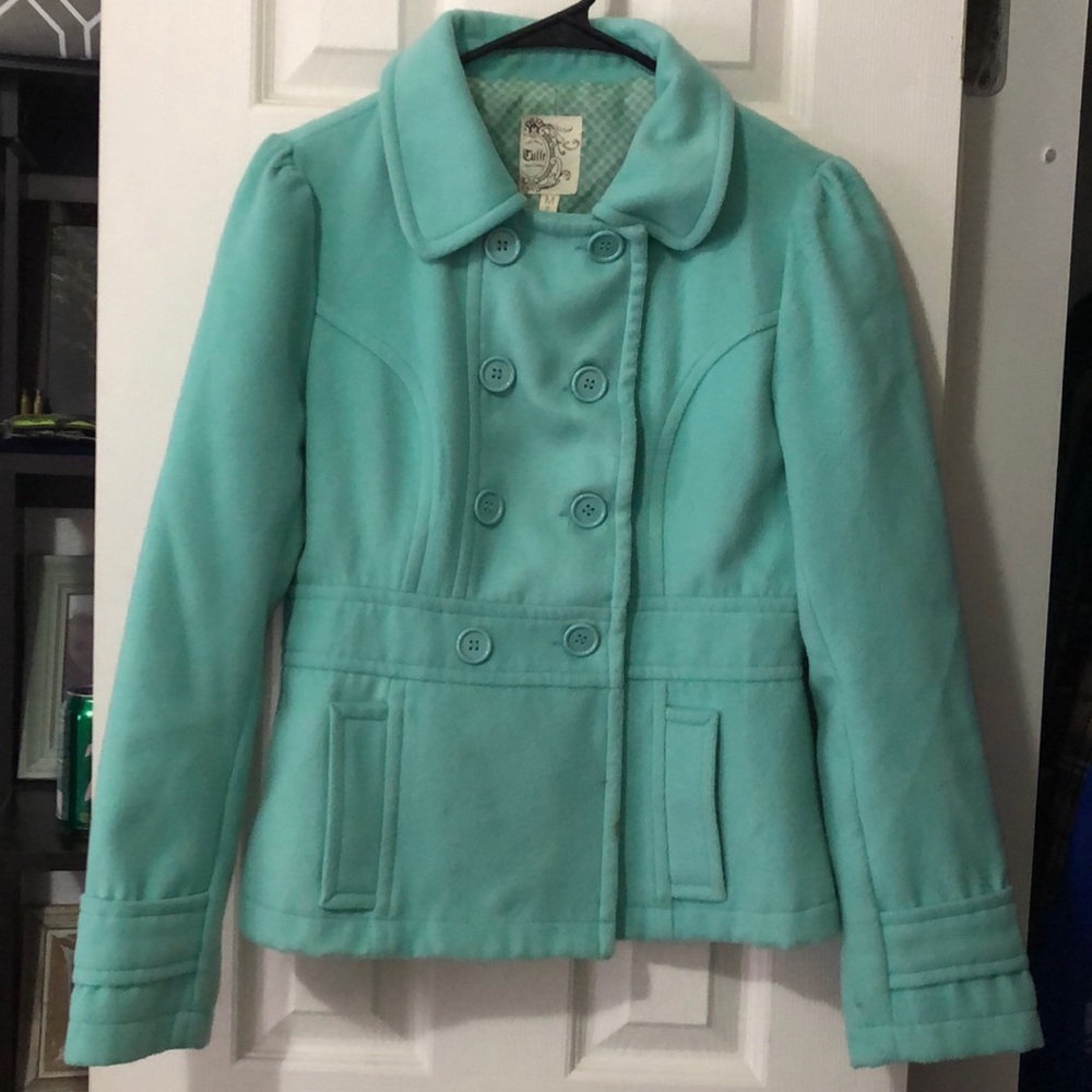 Teal pea coat